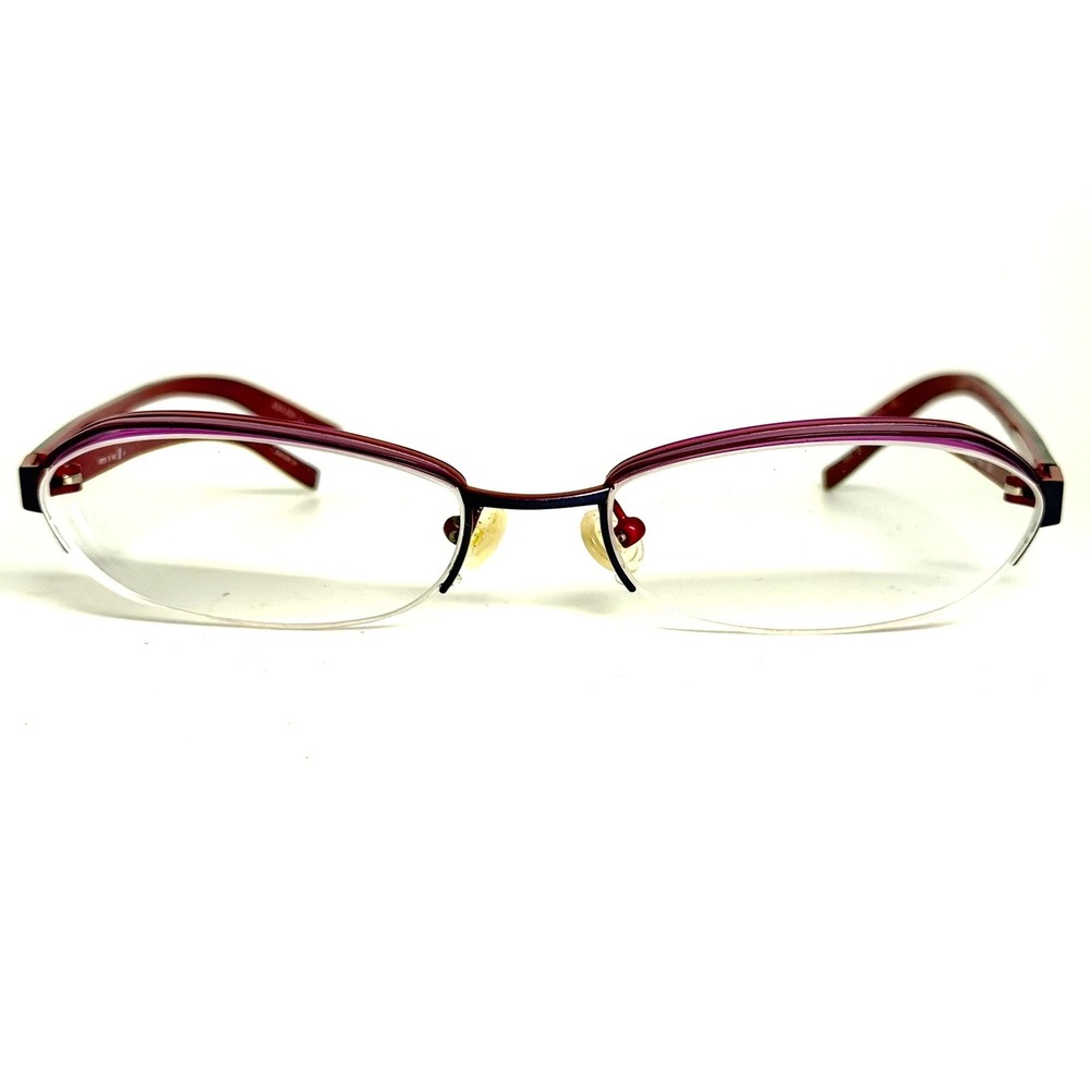 Miki M0626 Purple Red Semi Rimless Oval Eyeglasses Frames Col 05 50-17-135